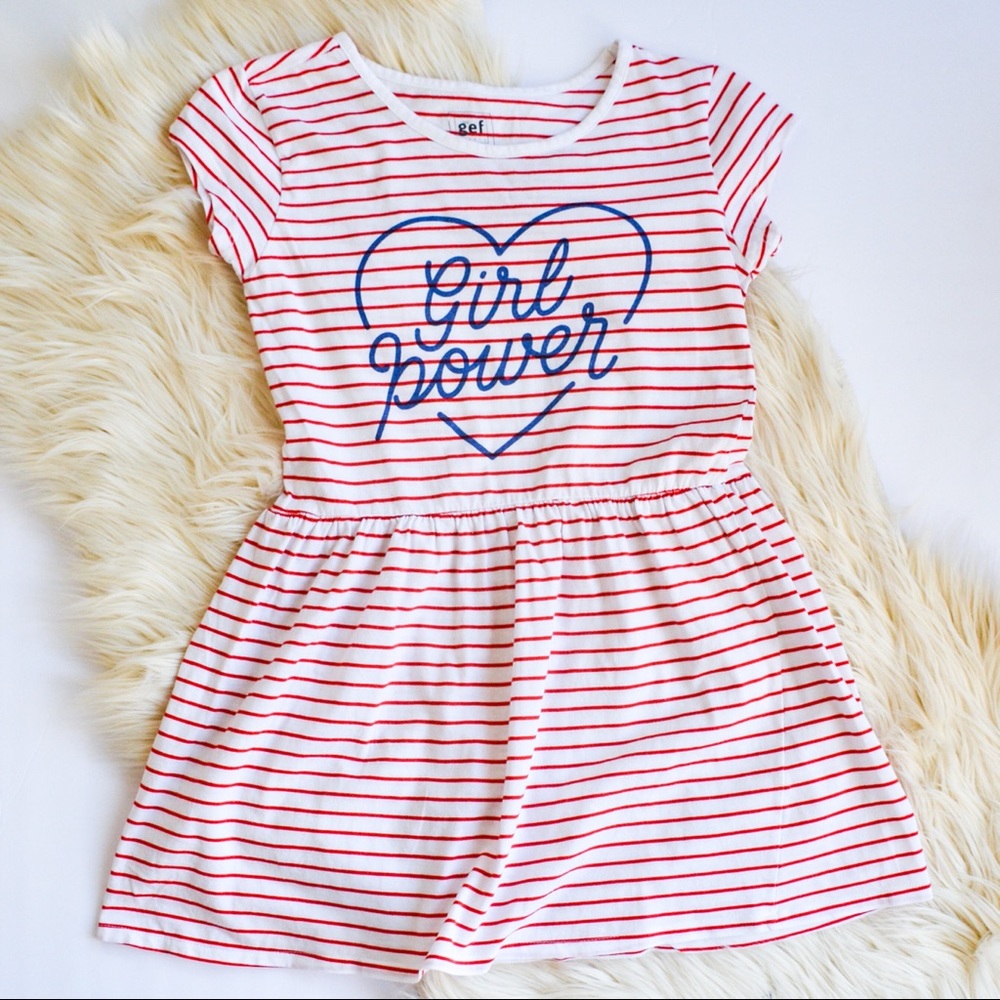 gef France Red and White Stripped Girls Dress